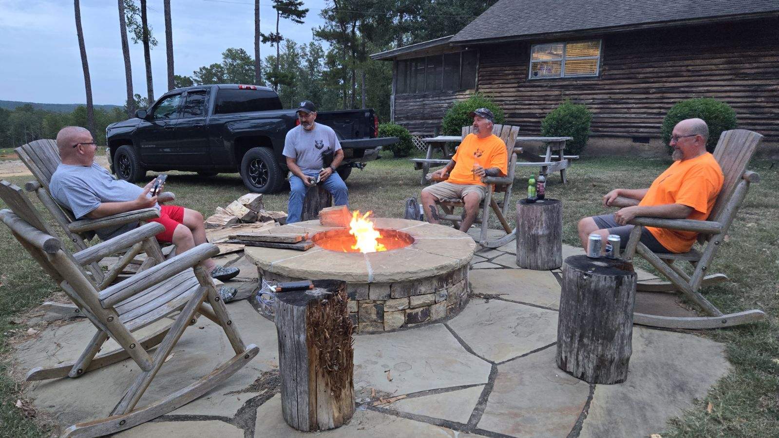 Enjoying fire pit at Hawkins Ridge